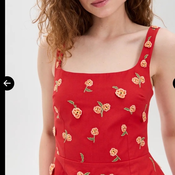 Fanm Mon Red Amaracia Floral Embroidered Dress - Picture 1 of 6